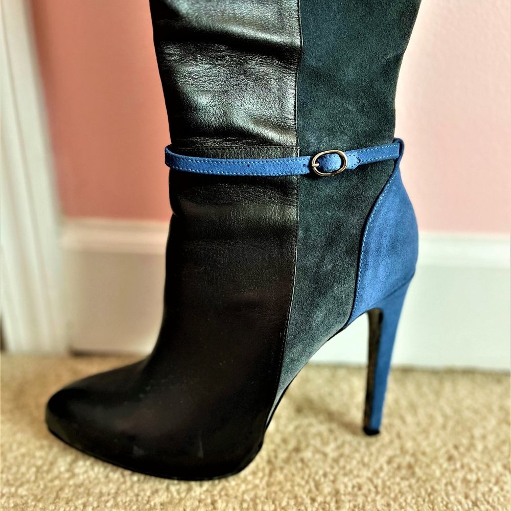 Max Clan Rome Blue & Black Suede/Leather Boots - Picture 4 of 4